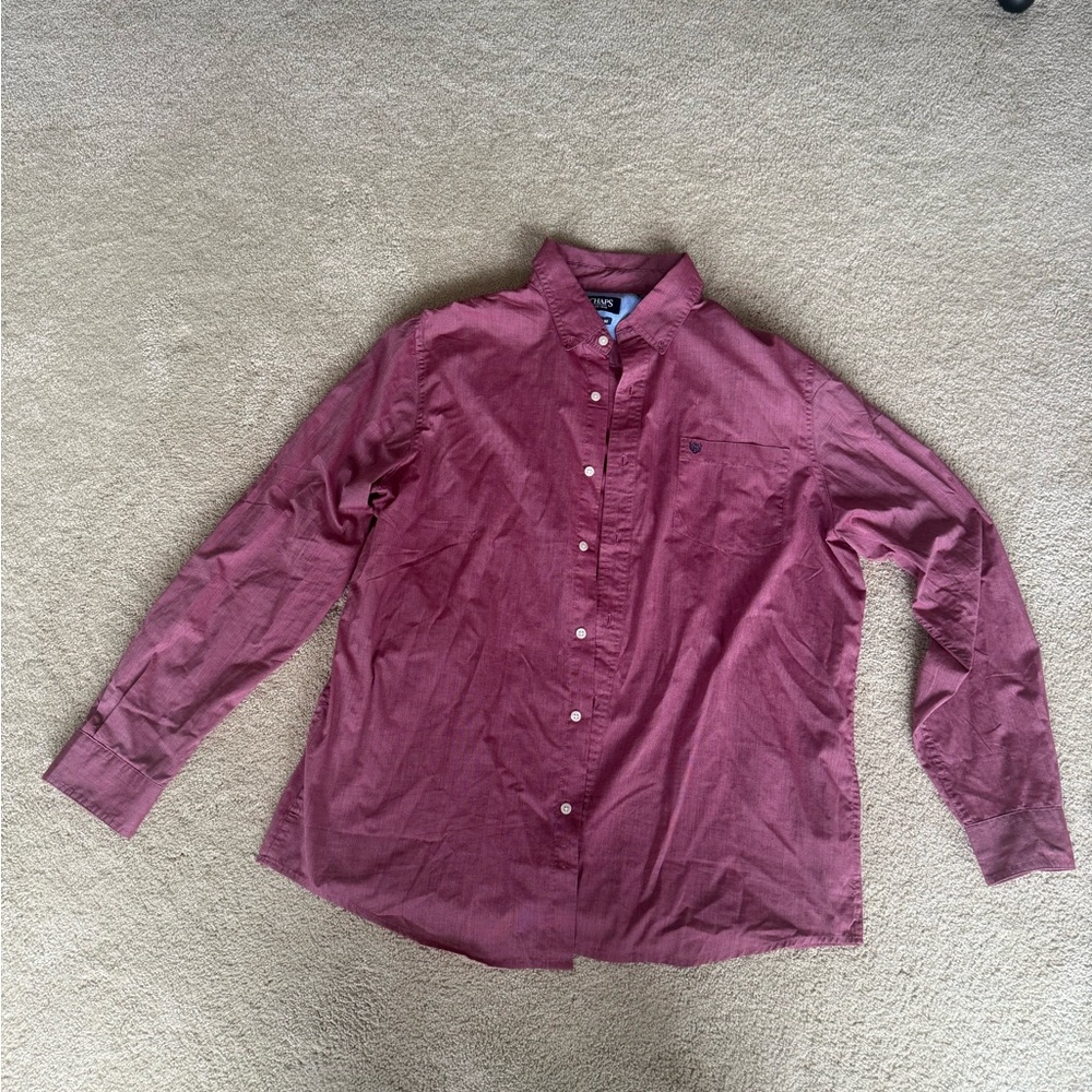 Chaps Men's Maroon Casual Button-Down Shirt